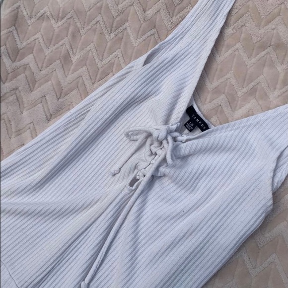 Ribbed White Body Suit - Picture 3 of 4